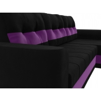 Угловой диван Честер микровельвет (черный/фиолетовый)  - Изображение 1